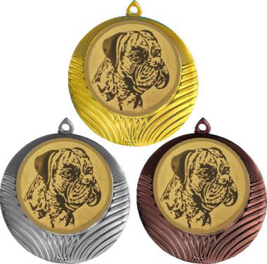 Комплект медалей №628-8 (Собаководство, диаметр 70 мм (Три медали плюс три жетона для вклейки) Место для вставок: обратная сторона диаметр 64 мм)