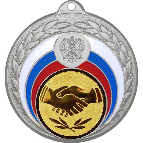 Медаль №63-196 (Товарищеская встреча, диаметр 50 мм (Медаль цвет серебро плюс жетон для вклейки) Место для вставок: обратная сторона диаметр 45 мм)
