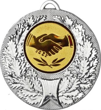 Медаль №63-192 (Товарищеская встреча, диаметр 50 мм (Медаль цвет серебро плюс жетон для вклейки) Место для вставок: обратная сторона диаметр 45 мм)