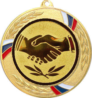 Медаль №63-1285 (Товарищеская встреча, диаметр 70 мм (Медаль цвет золото плюс жетон для вклейки) Место для вставок: обратная сторона диаметр 60 мм)