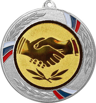 Медаль №63-1285 (Товарищеская встреча, диаметр 70 мм (Медаль цвет серебро плюс жетон для вклейки) Место для вставок: обратная сторона диаметр 60 мм)