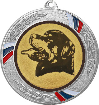 Медаль №630-1285 (Собаководство, диаметр 70 мм (Медаль цвет серебро плюс жетон для вклейки) Место для вставок: обратная сторона диаметр 60 мм)
