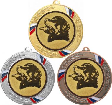 Комплект медалей №630-1285 (Собаководство, диаметр 70 мм (Три медали плюс три жетона для вклейки) Место для вставок: обратная сторона диаметр 60 мм)