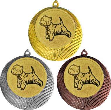 Комплект медалей №631-8 (Собаководство, диаметр 70 мм (Три медали плюс три жетона для вклейки) Место для вставок: обратная сторона диаметр 64 мм)