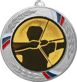 Медаль №636-1285 (Стрельба, диаметр 70 мм (Медаль цвет серебро плюс жетон для вклейки) Место для вставок: обратная сторона диаметр 60 мм)