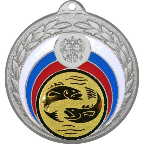 Медаль №64-196 (Рыболовство, диаметр 50 мм (Медаль цвет серебро плюс жетон для вклейки) Место для вставок: обратная сторона диаметр 45 мм)