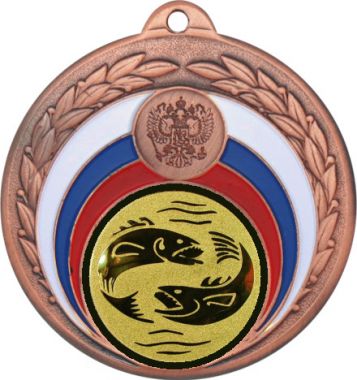 Медаль №64-196 (Рыболовство, диаметр 50 мм (Медаль цвет бронза плюс жетон для вклейки) Место для вставок: обратная сторона диаметр 45 мм)