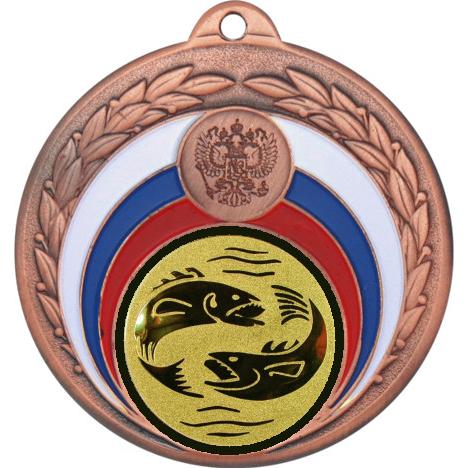 Медаль №64-196 (Рыболовство, диаметр 50 мм (Медаль цвет бронза плюс жетон для вклейки) Место для вставок: обратная сторона диаметр 45 мм)