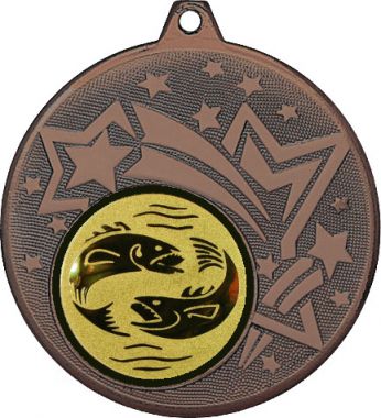 Медаль №64-27 (Рыболовство, диаметр 45 мм (Медаль цвет бронза плюс жетон для вклейки) Место для вставок: обратная сторона диаметр 39 мм)
