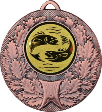 Медаль №64-192 (Рыболовство, диаметр 50 мм (Медаль цвет бронза плюс жетон для вклейки) Место для вставок: обратная сторона диаметр 45 мм)