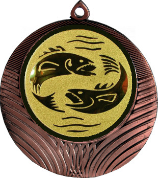 Медаль №64-8 (Рыболовство, диаметр 70 мм (Медаль цвет бронза плюс жетон для вклейки) Место для вставок: обратная сторона диаметр 64 мм)