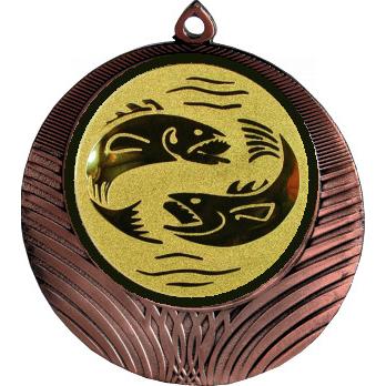 Медаль №64-1302 (Рыболовство, диаметр 56 мм (Медаль цвет бронза плюс жетон для вклейки) Место для вставок: обратная сторона диаметр 50 мм)