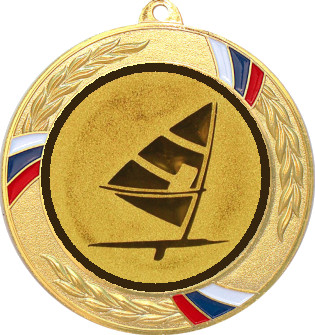 Медаль №65-1285 (Парусный спорт, диаметр 70 мм (Медаль цвет золото плюс жетон для вклейки) Место для вставок: обратная сторона диаметр 60 мм)