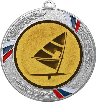 Медаль №65-1285 (Парусный спорт, диаметр 70 мм (Медаль цвет серебро плюс жетон для вклейки) Место для вставок: обратная сторона диаметр 60 мм)