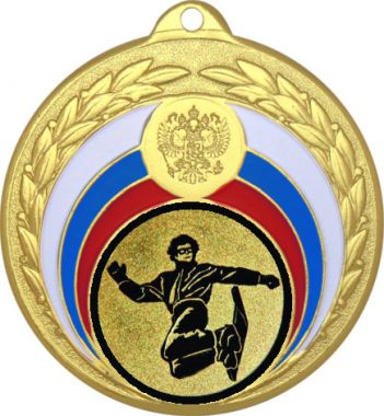 Медаль №66-196 (Сноуборд, диаметр 50 мм (Медаль цвет золото плюс жетон для вклейки) Место для вставок: обратная сторона диаметр 45 мм)