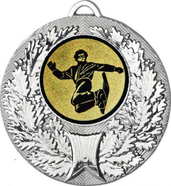 Медаль №66-192 (Сноуборд, диаметр 50 мм (Медаль цвет серебро плюс жетон для вклейки) Место для вставок: обратная сторона диаметр 45 мм)