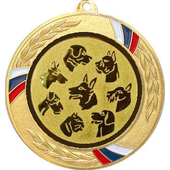 Медаль №69-1285 (Выставки собак (собаководство), диаметр 70 мм (Медаль цвет золото плюс жетон для вклейки) Место для вставок: обратная сторона диаметр 60 мм)