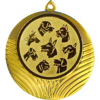 Медаль №69-8 (Выставки собак (собаководство), диаметр 70 мм (Медаль цвет золото плюс жетон для вклейки) Место для вставок: обратная сторона диаметр 64 мм)