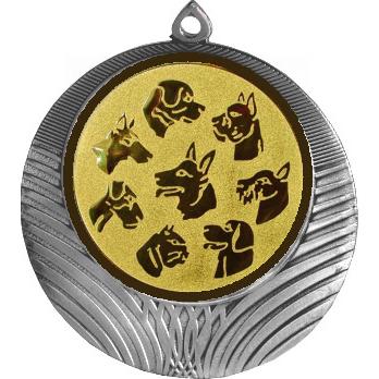 Медаль №69-8 (Выставки собак, диаметр 70 мм (Медаль цвет серебро плюс жетон для вклейки) Место для вставок: обратная сторона диаметр 64 мм)