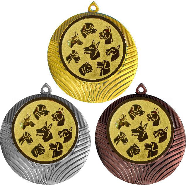 Комплект медалей №69-8 (Выставки собак (собаководство), диаметр 70 мм (Три медали плюс три жетона для вклейки) Место для вставок: обратная сторона диаметр 64 мм)