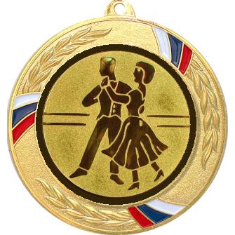 Медаль №70-1285 (Танцы, диаметр 70 мм (Медаль цвет золото плюс жетон для вклейки) Место для вставок: обратная сторона диаметр 60 мм)