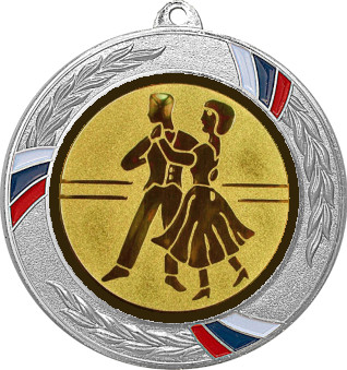 Медаль №70-1285 (Танцы, диаметр 70 мм (Медаль цвет серебро плюс жетон для вклейки) Место для вставок: обратная сторона диаметр 60 мм)