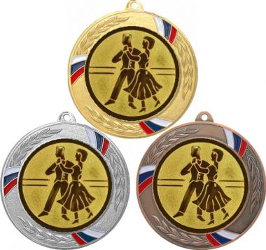 Комплект медалей №70-1285 (Танцы, диаметр 70 мм (Три медали плюс три жетона для вклейки) Место для вставок: обратная сторона диаметр 60 мм)