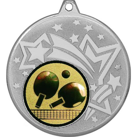 Медаль №71-1274 (Настольный теннис, диаметр 45 мм (Медаль цвет серебро плюс жетон для вклейки) Место для вставок: обратная сторона диаметр 40 мм)
