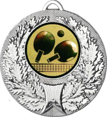 Медаль №71-192 (Настольный теннис, диаметр 50 мм (Медаль цвет серебро плюс жетон для вклейки) Место для вставок: обратная сторона диаметр 45 мм)