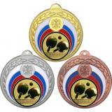 Комплект из трёх медалей MN118 (Теннис настольный, диаметр 50 мм (Три медали плюс три жетона VN71))