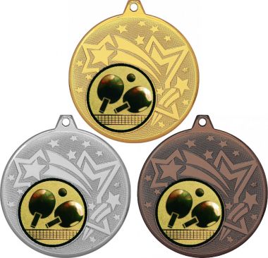 Комплект медалей №71-27 (Настольный теннис, диаметр 45 мм (Три медали плюс три жетона для вклейки) Место для вставок: обратная сторона диаметр 39 мм)