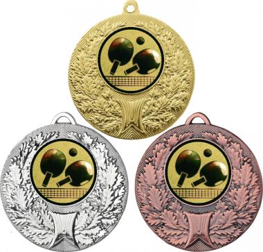 Комплект медалей №71-192 (Настольный теннис, диаметр 50 мм (Три медали плюс три жетона для вклейки) Место для вставок: обратная сторона диаметр 45 мм)