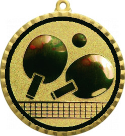 Медаль №71-8 (Настольный теннис, диаметр 70 мм (Медаль цвет золото плюс жетон для вклейки) Место для вставок: обратная сторона диаметр 64 мм)