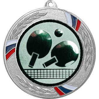 Медаль №71-1285 (Настольный теннис, диаметр 70 мм (Медаль цвет серебро плюс жетон для вклейки) Место для вставок: обратная сторона диаметр 60 мм)
