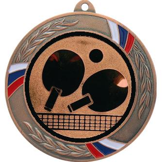 Медаль №71-1285 (Настольный теннис, диаметр 70 мм (Медаль цвет бронза плюс жетон для вклейки) Место для вставок: обратная сторона диаметр 60 мм)