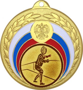Медаль №72-196 (Фехтование, диаметр 50 мм (Медаль цвет золото плюс жетон для вклейки) Место для вставок: обратная сторона диаметр 45 мм)