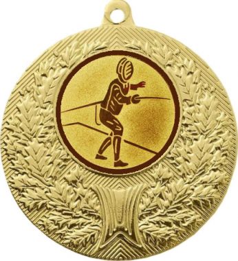 Медаль №72-192 (Фехтование, диаметр 50 мм (Медаль цвет золото плюс жетон для вклейки) Место для вставок: обратная сторона диаметр 45 мм)