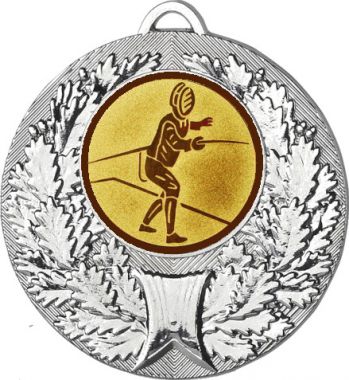 Медаль №72-192 (Фехтование, диаметр 50 мм (Медаль цвет серебро плюс жетон для вклейки) Место для вставок: обратная сторона диаметр 45 мм)