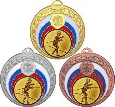 Комплект медалей №72-196 (Фехтование, диаметр 50 мм (Три медали плюс три жетона для вклейки) Место для вставок: обратная сторона диаметр 45 мм)