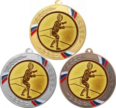 Комплект медалей №72-1285 (Фехтование, диаметр 70 мм (Три медали плюс три жетона для вклейки) Место для вставок: обратная сторона диаметр 60 мм)