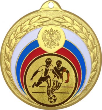 Медаль №73-196 (Футбол, диаметр 50 мм (Медаль цвет золото плюс жетон для вклейки) Место для вставок: обратная сторона диаметр 45 мм)