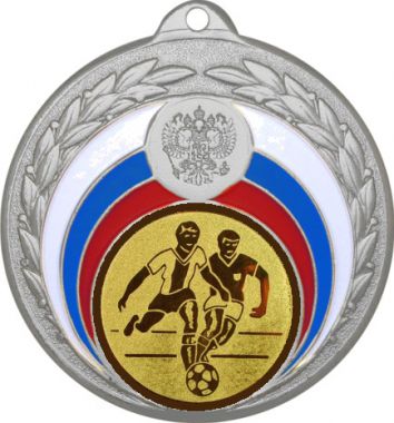 Медаль №73-196 (Футбол, диаметр 50 мм (Медаль цвет серебро плюс жетон для вклейки) Место для вставок: обратная сторона диаметр 45 мм)