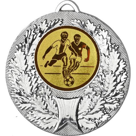 Медаль №73-192 (Футбол, диаметр 50 мм (Медаль цвет серебро плюс жетон для вклейки) Место для вставок: обратная сторона диаметр 45 мм)