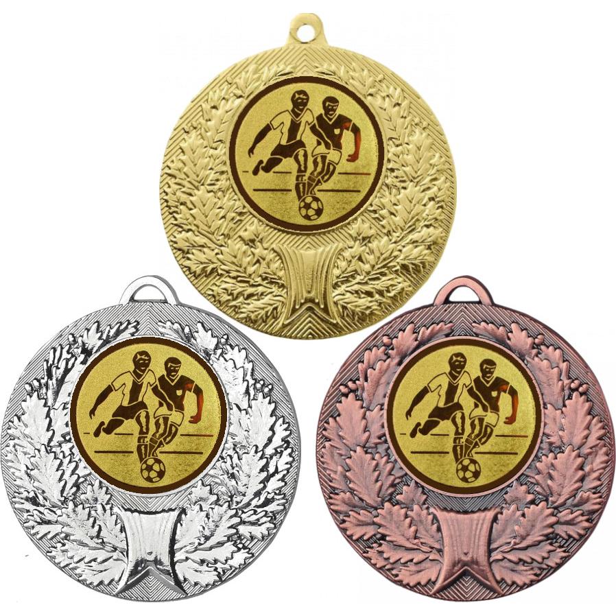 Комплект медалей №73-192 (Футбол, диаметр 50 мм (Три медали плюс три жетона для вклейки) Место для вставок: обратная сторона диаметр 45 мм)