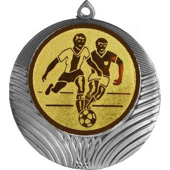 Медаль №73-8 (Футбол, диаметр 70 мм (Медаль цвет серебро плюс жетон для вклейки) Место для вставок: обратная сторона диаметр 64 мм)