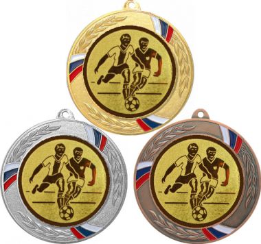 Комплект медалей №73-1285 (Футбол, диаметр 70 мм (Три медали плюс три жетона для вклейки) Место для вставок: обратная сторона диаметр 60 мм)