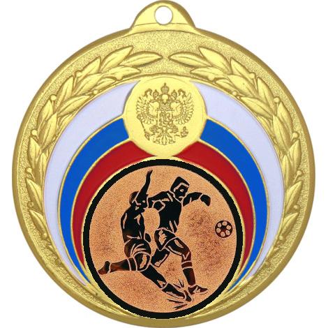Медаль №74-196 (Футбол, диаметр 50 мм (Медаль цвет золото плюс жетон для вклейки) Место для вставок: обратная сторона диаметр 45 мм)
