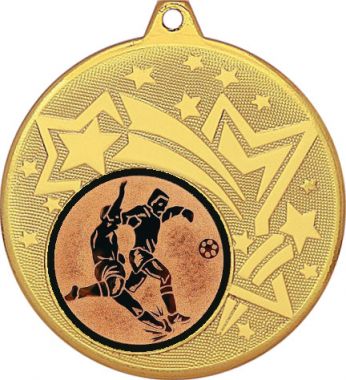 Медаль №74-27 (Футбол, диаметр 45 мм (Медаль цвет золото плюс жетон для вклейки) Место для вставок: обратная сторона диаметр 39 мм)