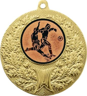 Медаль №74-192 (Футбол, диаметр 50 мм (Медаль цвет золото плюс жетон для вклейки) Место для вставок: обратная сторона диаметр 45 мм)