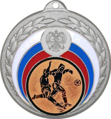 Медаль №74-196 (Футбол, диаметр 50 мм (Медаль цвет серебро плюс жетон для вклейки) Место для вставок: обратная сторона диаметр 45 мм)